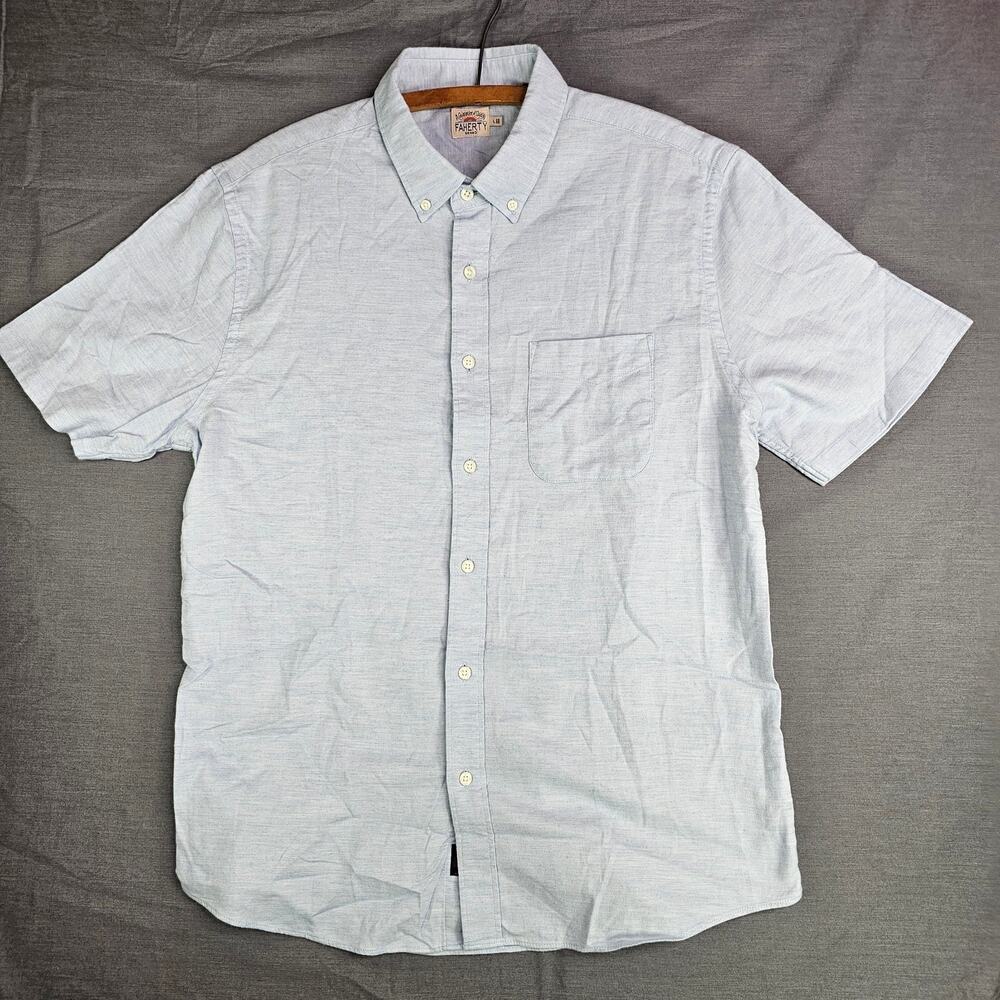 Faherty Button Down Short Sleeve Light Blue Men's Large